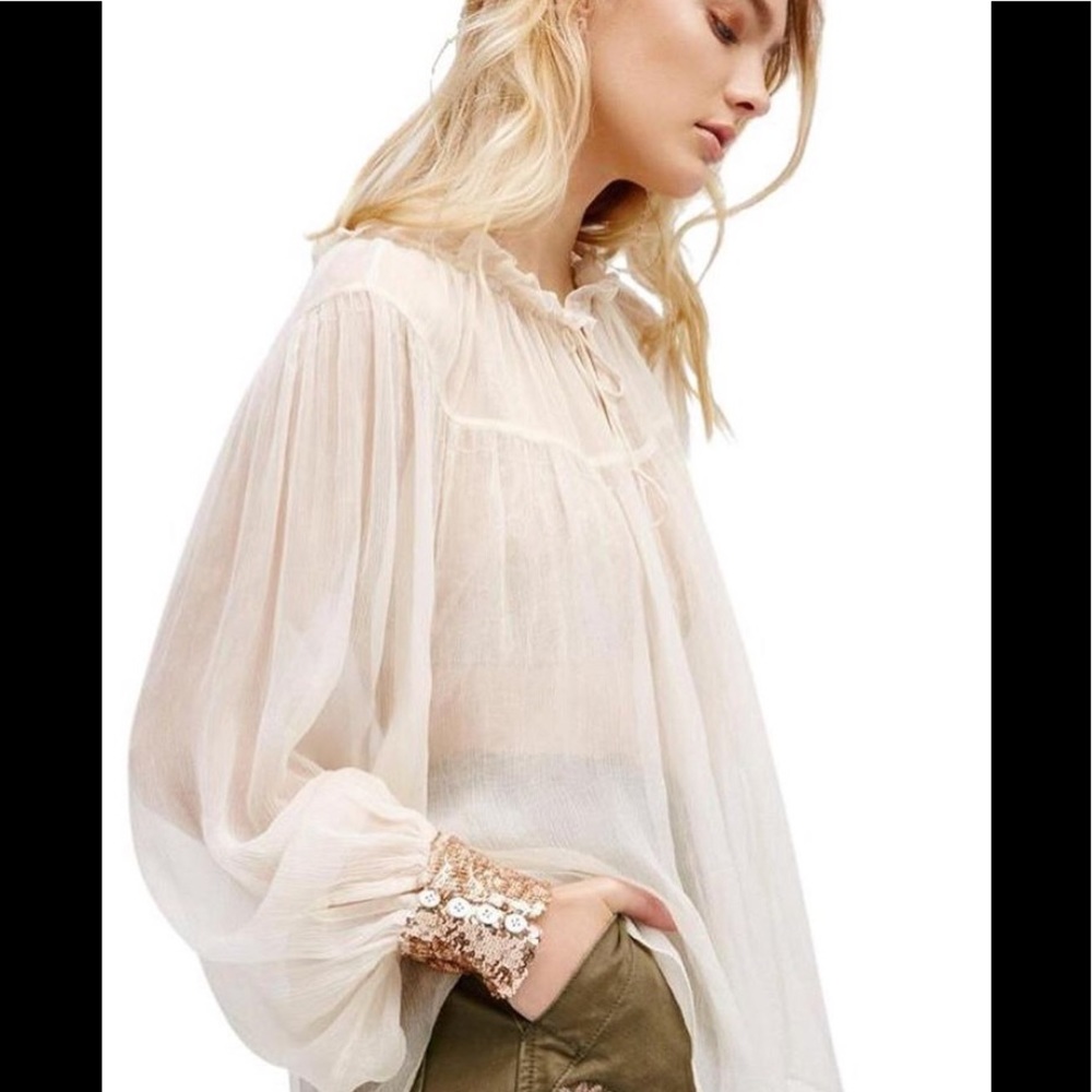 Free People Sheer Petal Blouse